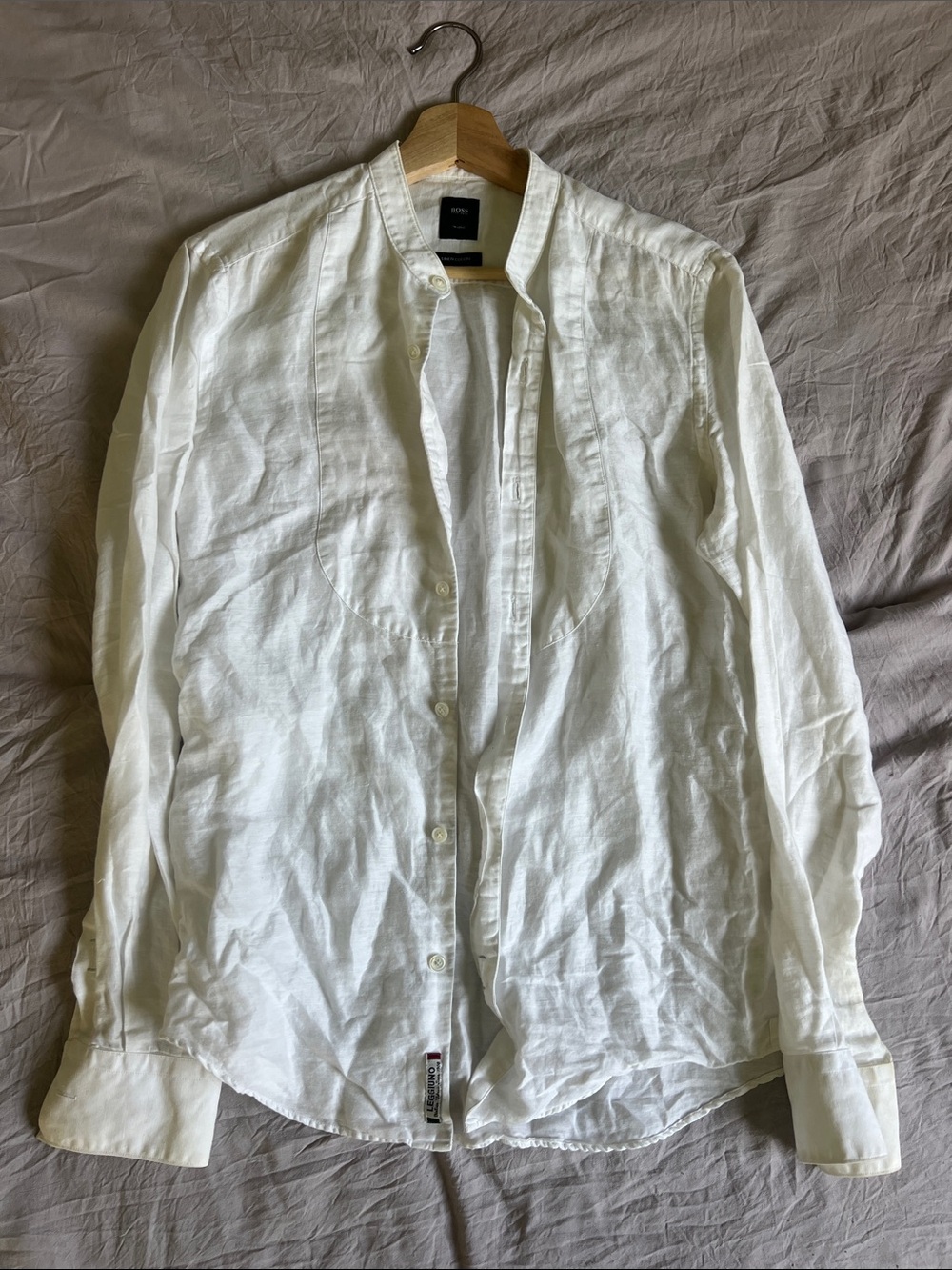 Hugo Boss White Linen Button-Up Shirt